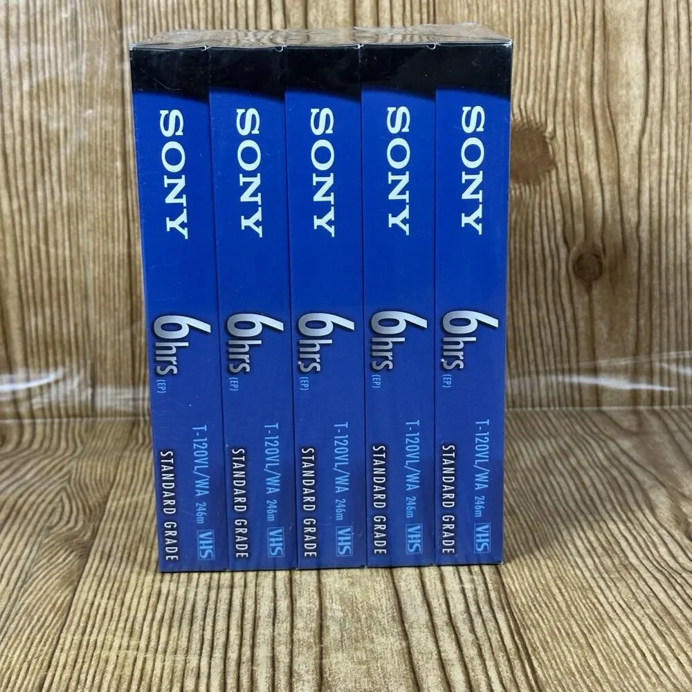 Sony VHS T-120VL/WA Standard Grade VHS Blank‎ Tapes 5 pack NEW